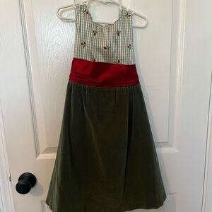 Laura Ashley Green and Red Sleeveless Dress Vintage